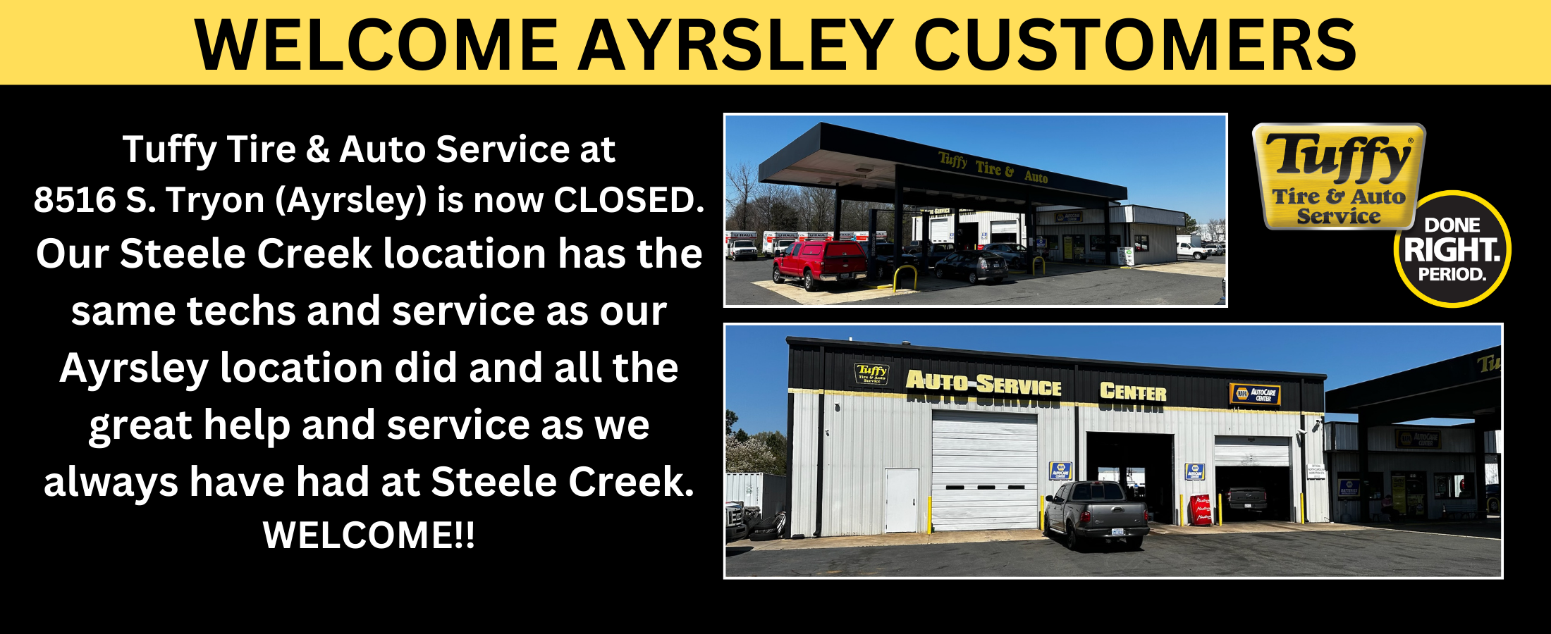 Welcome Ayrsley Customers